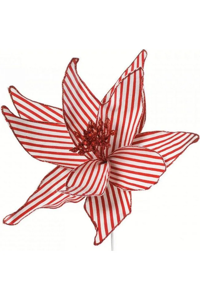 12" Canvas Poinsettia: Red & White Stripe