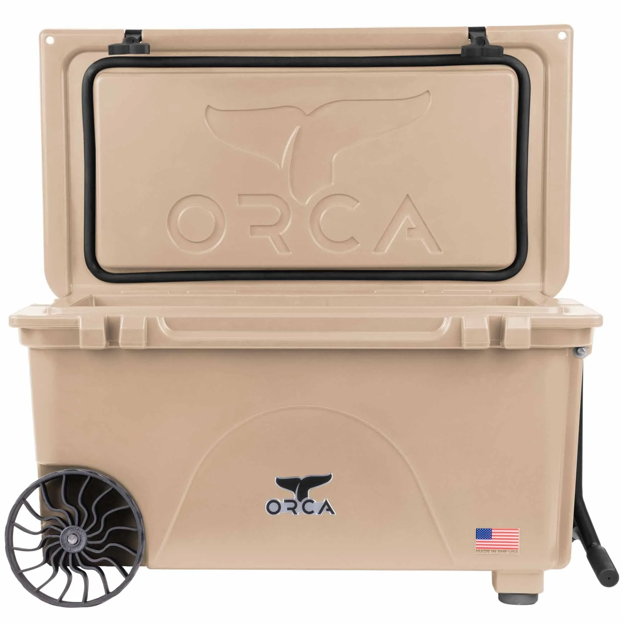 65 Quart Wheeled Cooler Tan