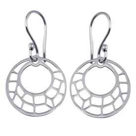 925 Sterling Silver Dangling Flat Round Design Earrings - TRE00002