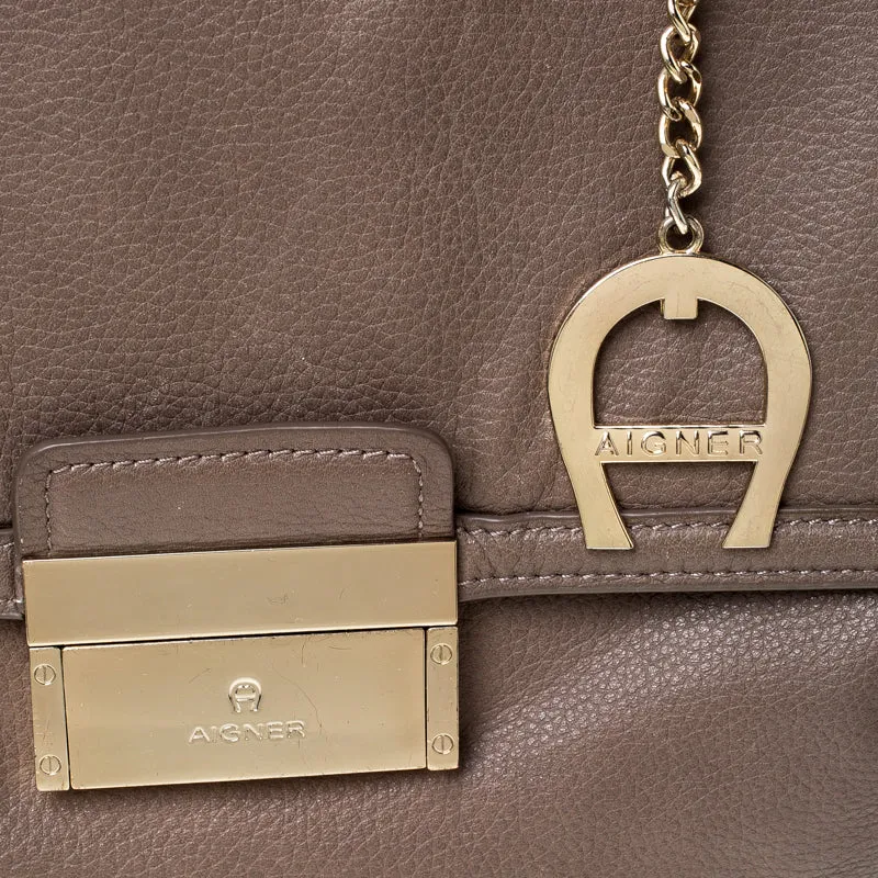 AIGNER Light Brown Leather Top Handle Bag