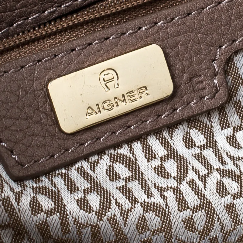 AIGNER Light Brown Leather Top Handle Bag