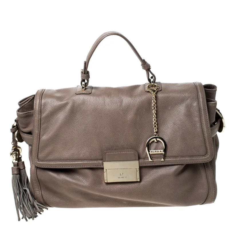 AIGNER Light Brown Leather Top Handle Bag