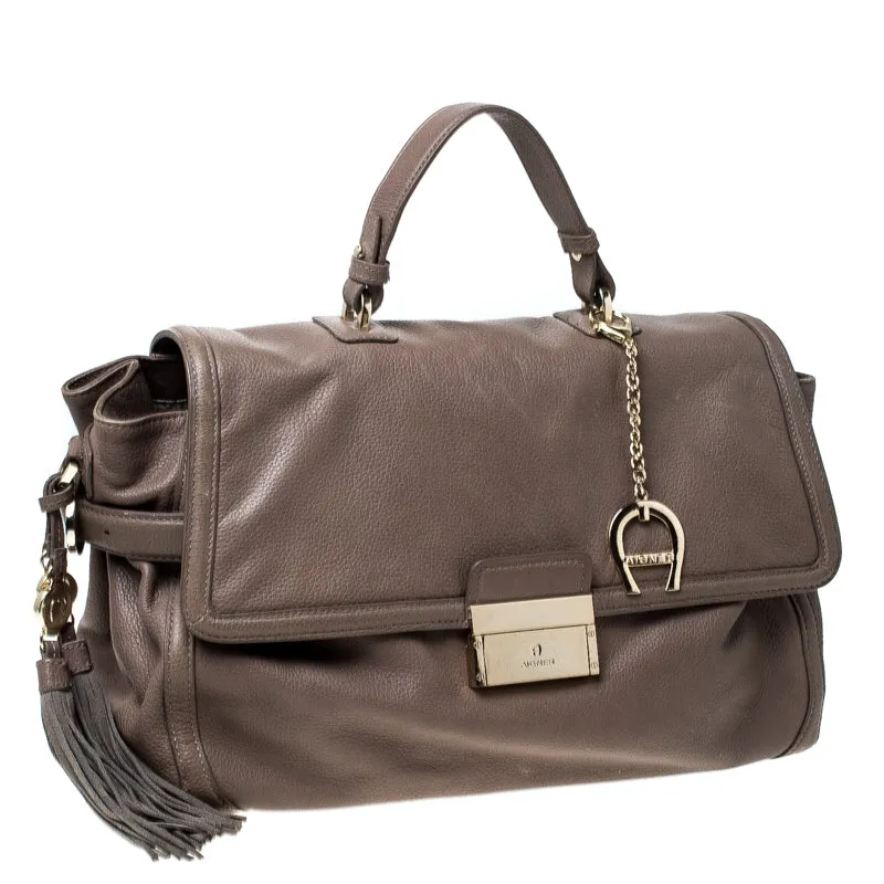 AIGNER Light Brown Leather Top Handle Bag