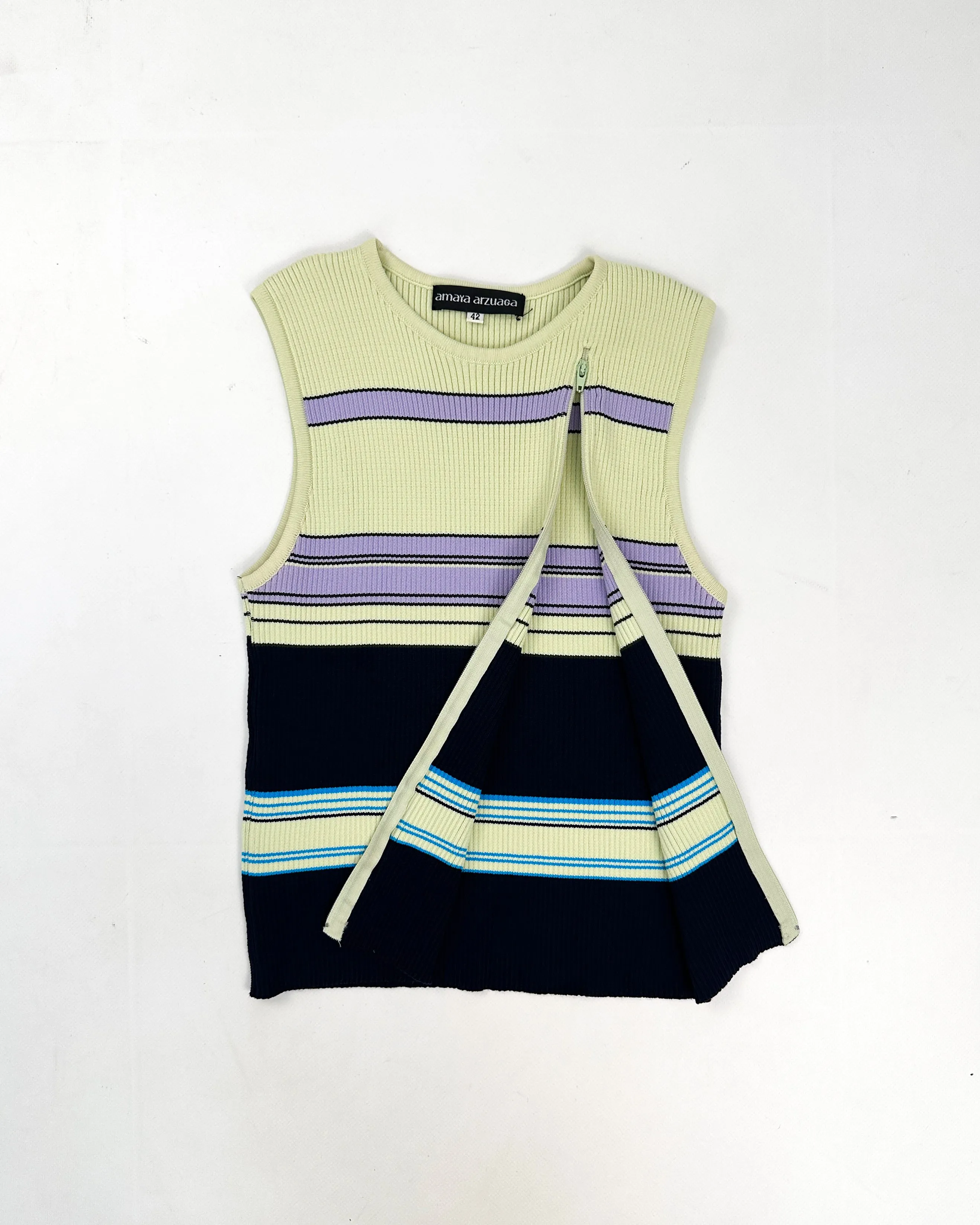 Amaya Arzuaga Off-Centered Zip Elastic Top 1990's
