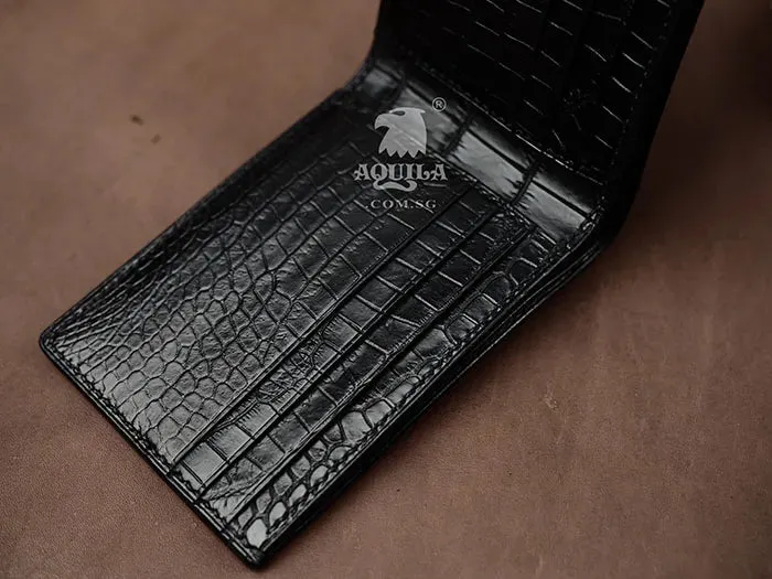 Aquila genuine crocodile skin wallet black
