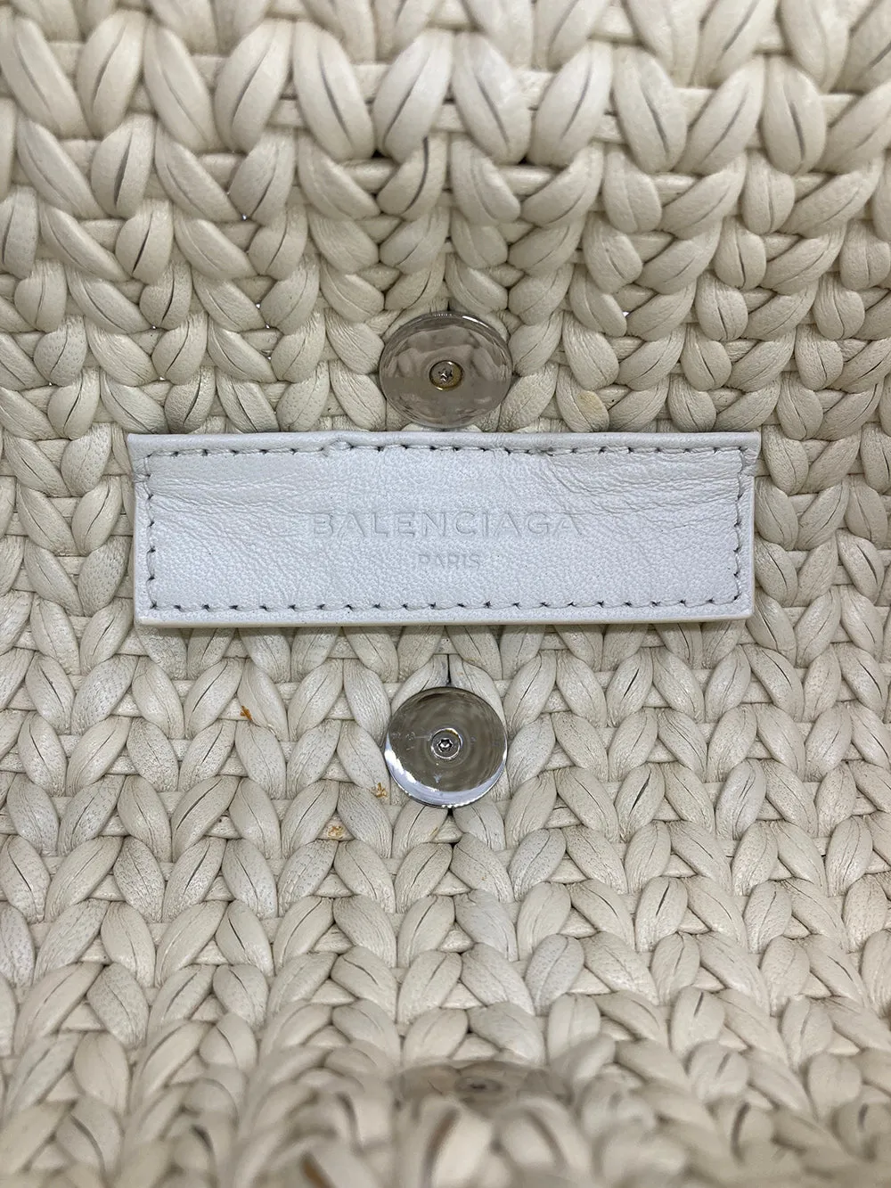 Balenciaga White Leather Tresse Fringe Clutch