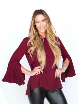Bell Sleeve Tunic Burgundy