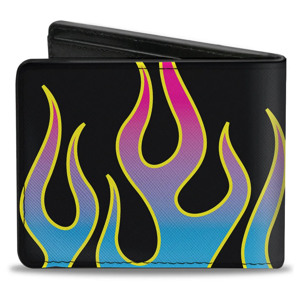 Bi-Fold Wallet - Flames Black Blue Pink by Buckle-Down