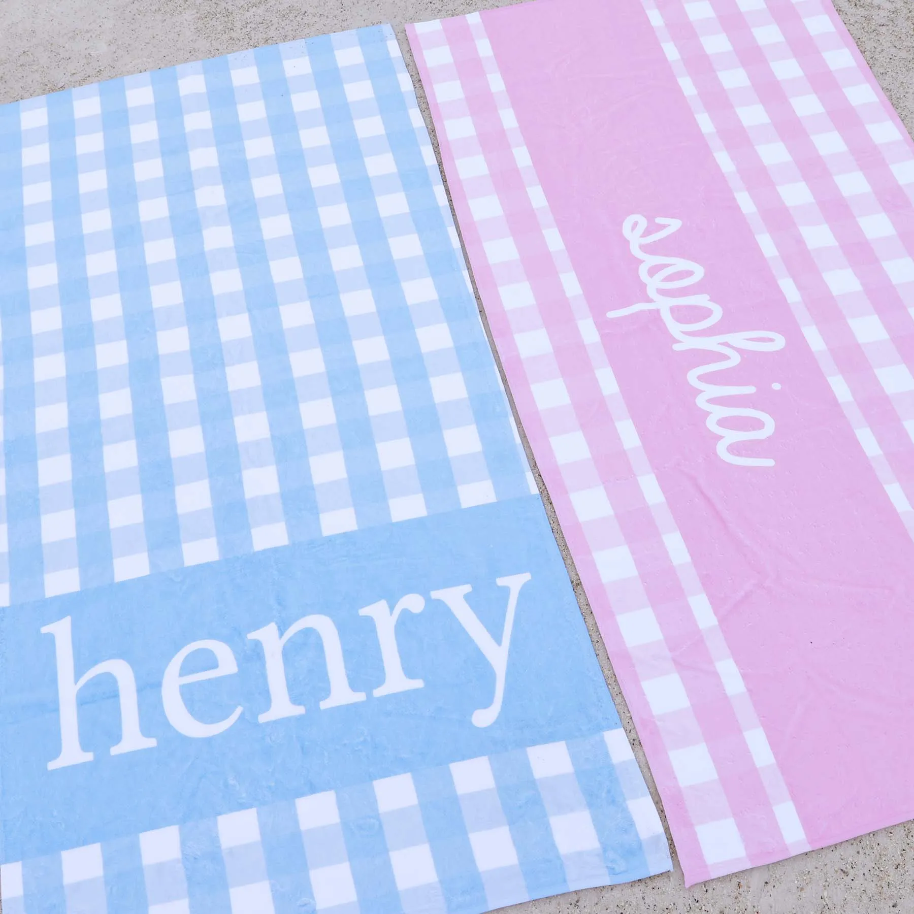 Blue Seersucker Personalized Kids Beach Towel