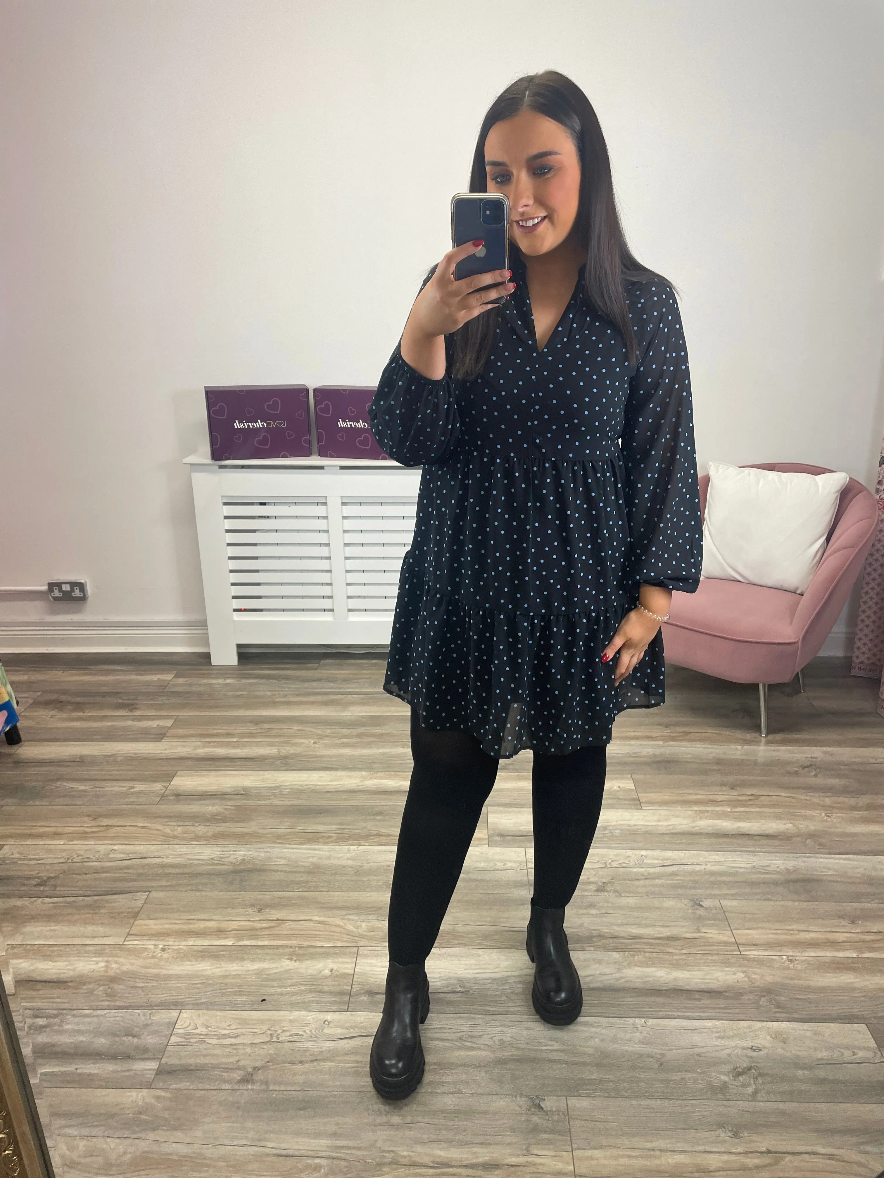 Braylon Smock Dress (Black/Provence)