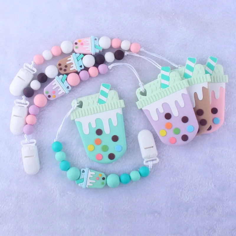Bubble Tea Paci Clip & Teether
