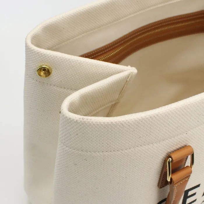 CELINE 192162BNZ.02NT Tote Bag Horizontal hippo canvas, leather white Women