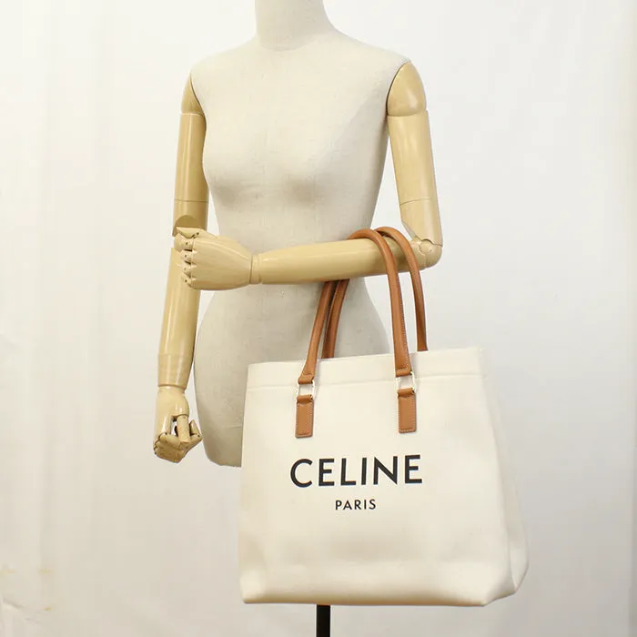 CELINE 192162BNZ.02NT Tote Bag Horizontal hippo canvas, leather white Women