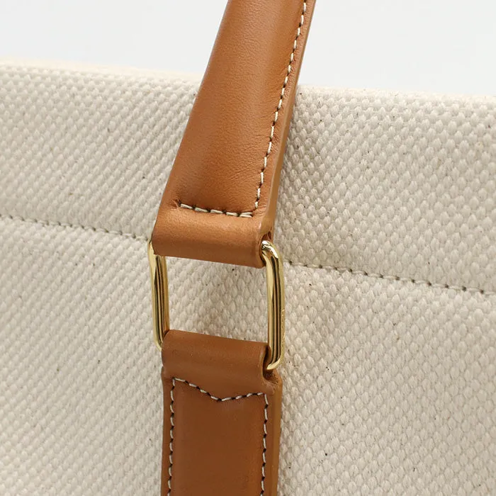 CELINE 192162BNZ.02NT Tote Bag Horizontal hippo canvas, leather white Women