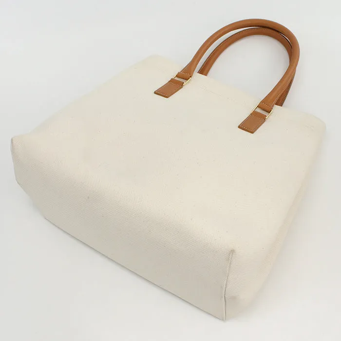 CELINE 192162BNZ.02NT Tote Bag Horizontal hippo canvas, leather white Women