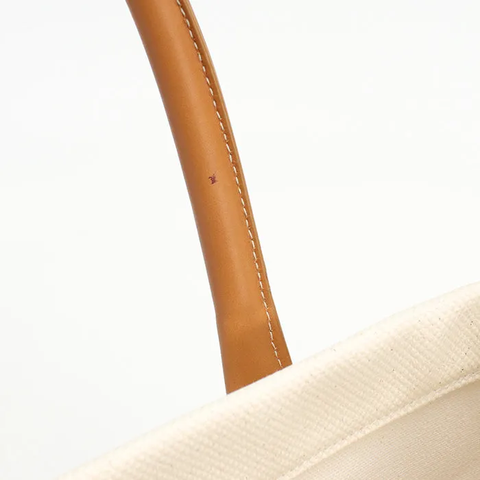 CELINE 192162BNZ.02NT Tote Bag Horizontal hippo canvas, leather white Women