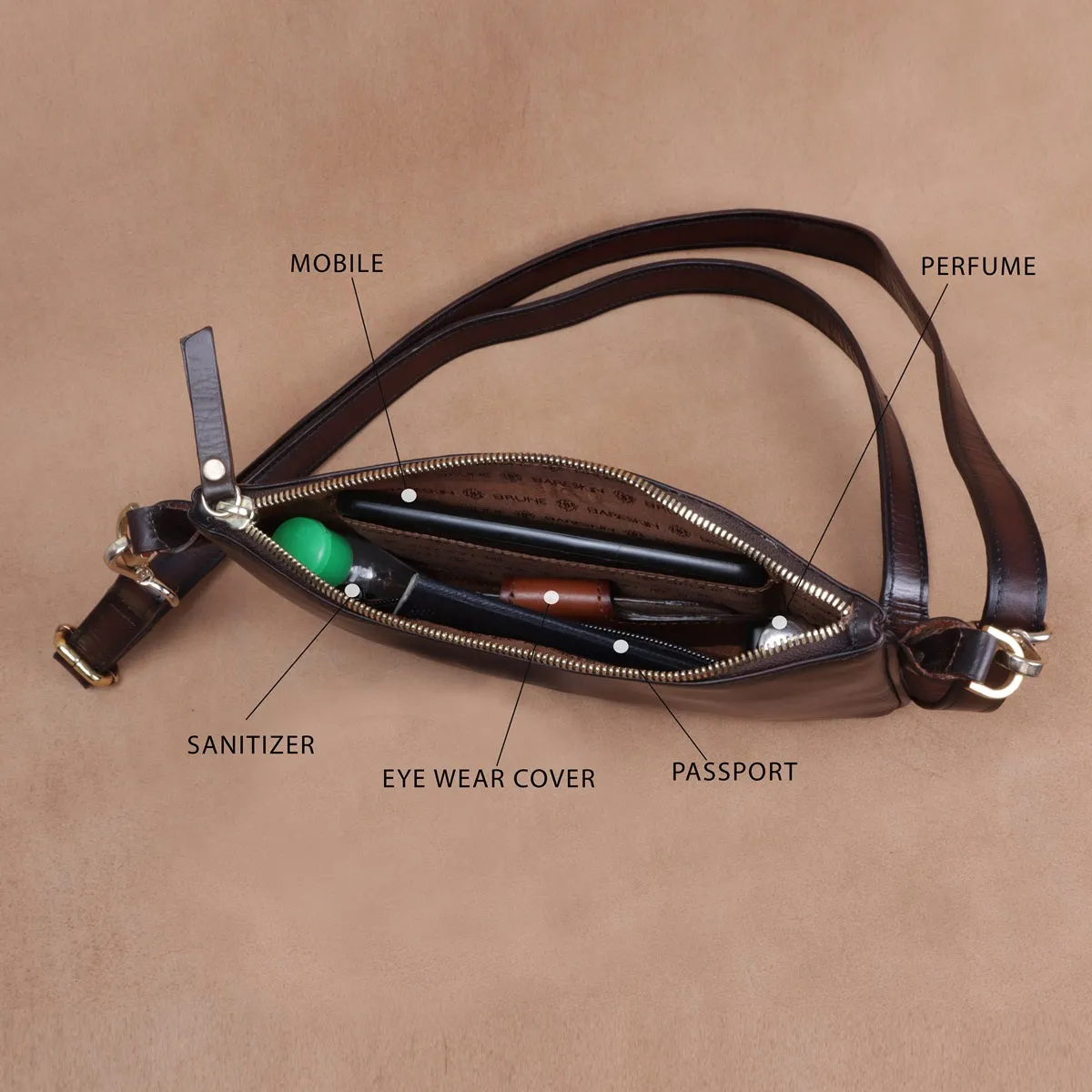 Cross-Body Wallet/Pouch In Dark Brown Leather