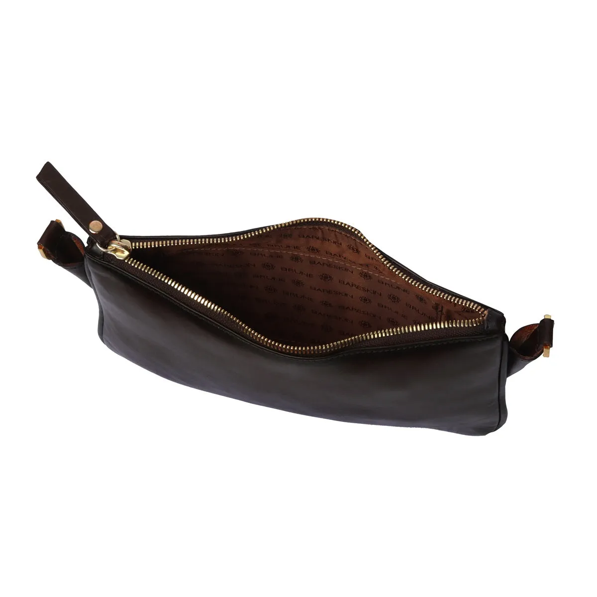 Cross-Body Wallet/Pouch In Dark Brown Leather