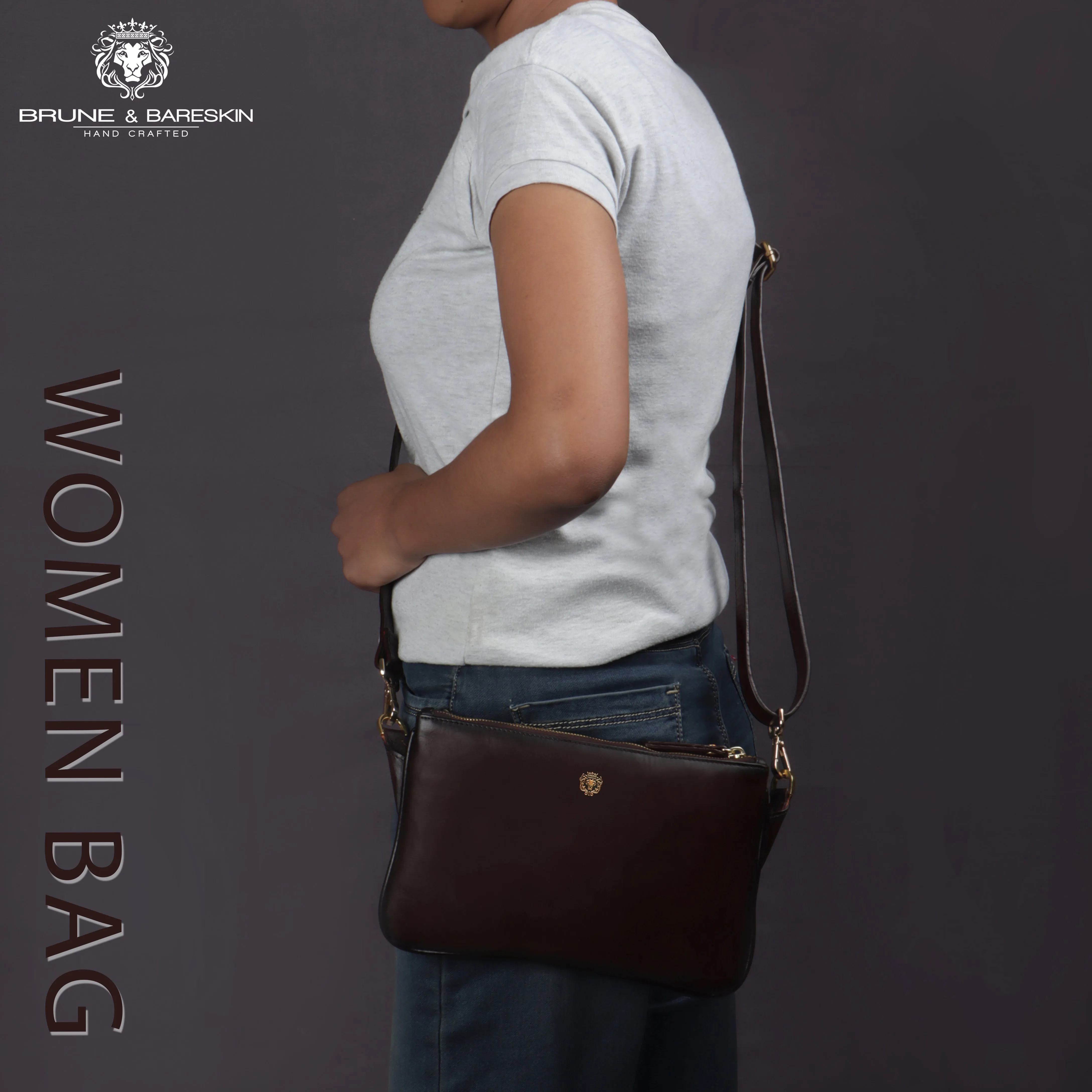 Cross-Body Wallet/Pouch In Dark Brown Leather