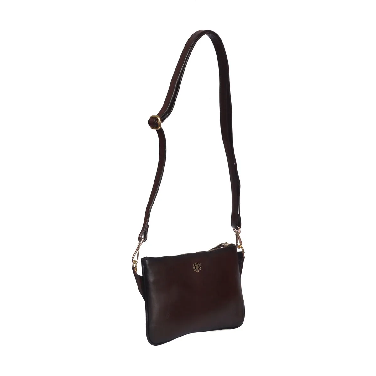 Cross-Body Wallet/Pouch In Dark Brown Leather