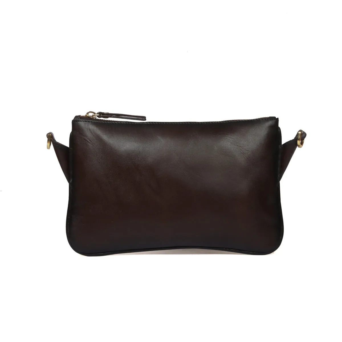 Cross-Body Wallet/Pouch In Dark Brown Leather