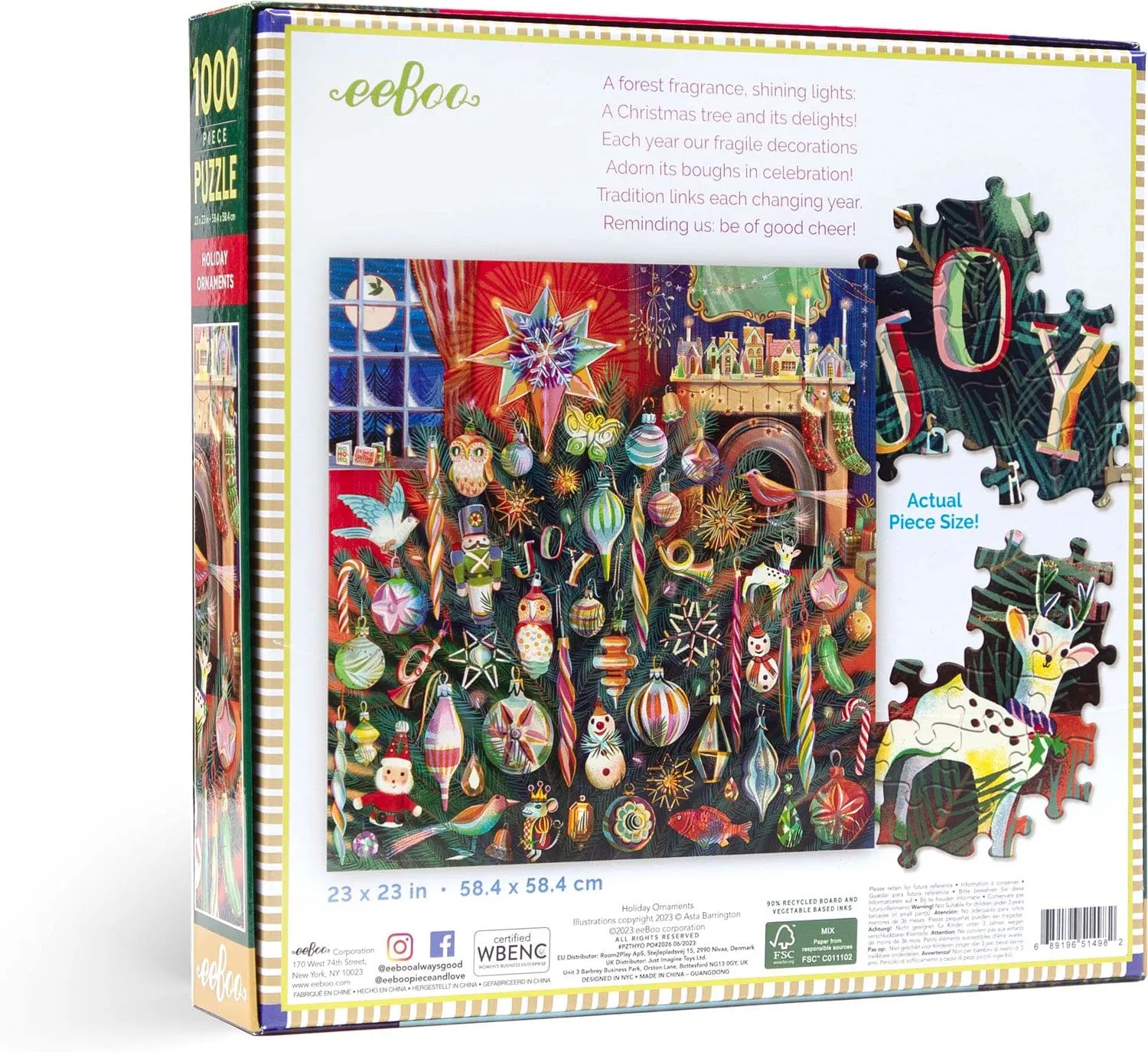 Eeboo Holiday Ornaments 1000 Piece Puzzle