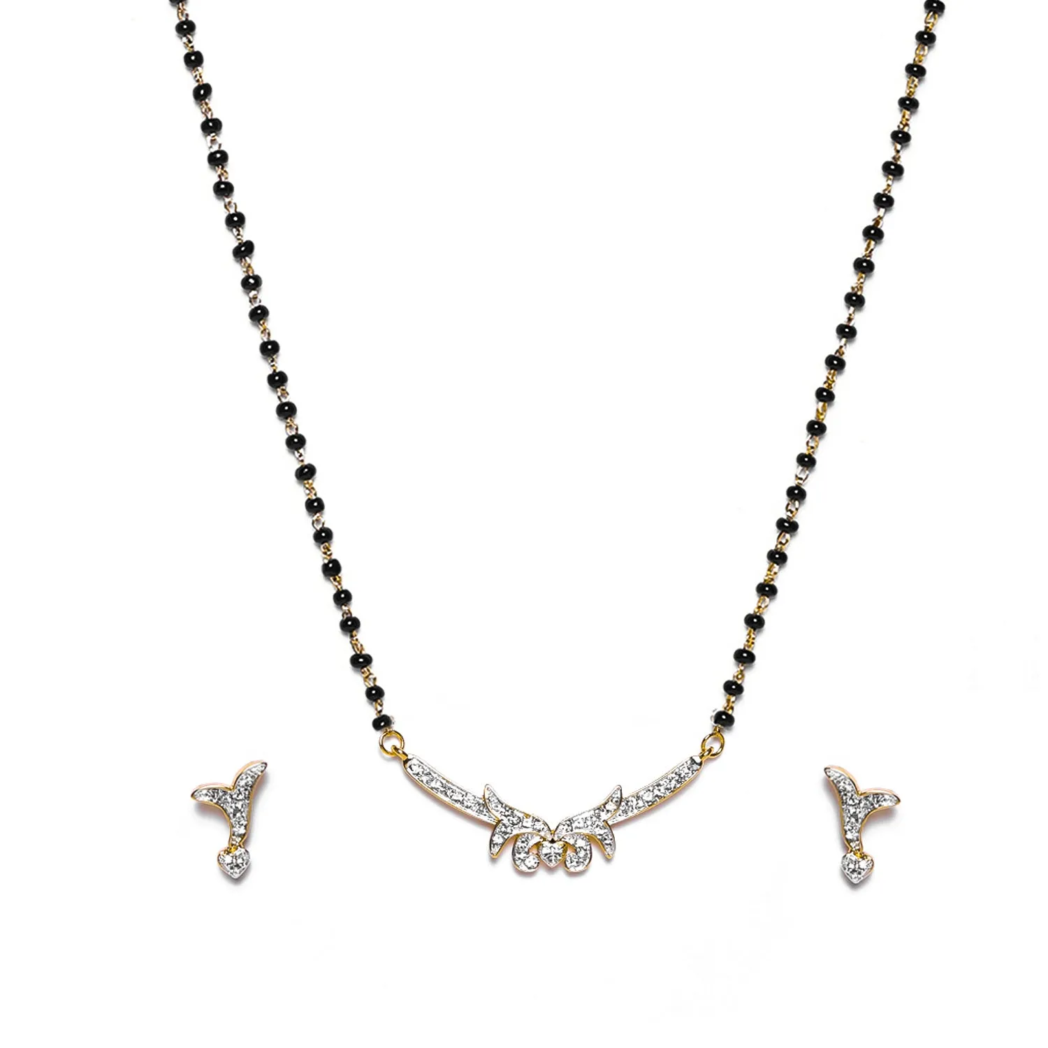 Estele Gold & Rhodium Plated Shimmering Mangalsutra Necklace Set for Women