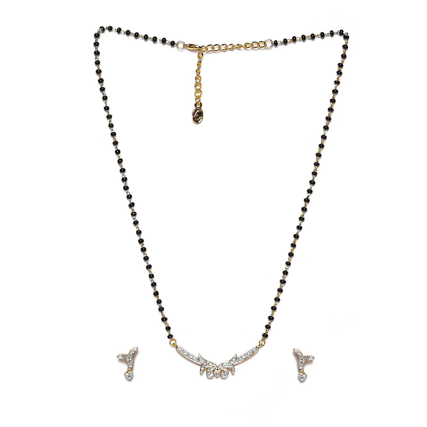 Estele Gold & Rhodium Plated Shimmering Mangalsutra Necklace Set for Women