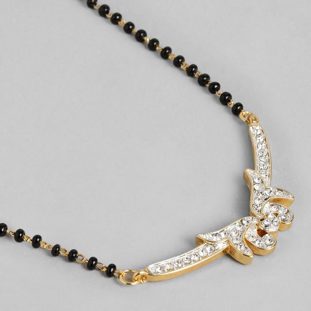 Estele Gold & Rhodium Plated Shimmering Mangalsutra Necklace Set for Women