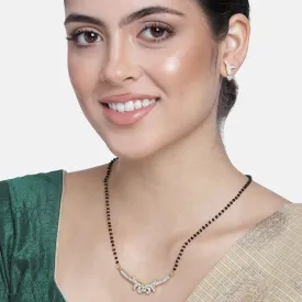 Estele Gold & Rhodium Plated Shimmering Mangalsutra Necklace Set for Women