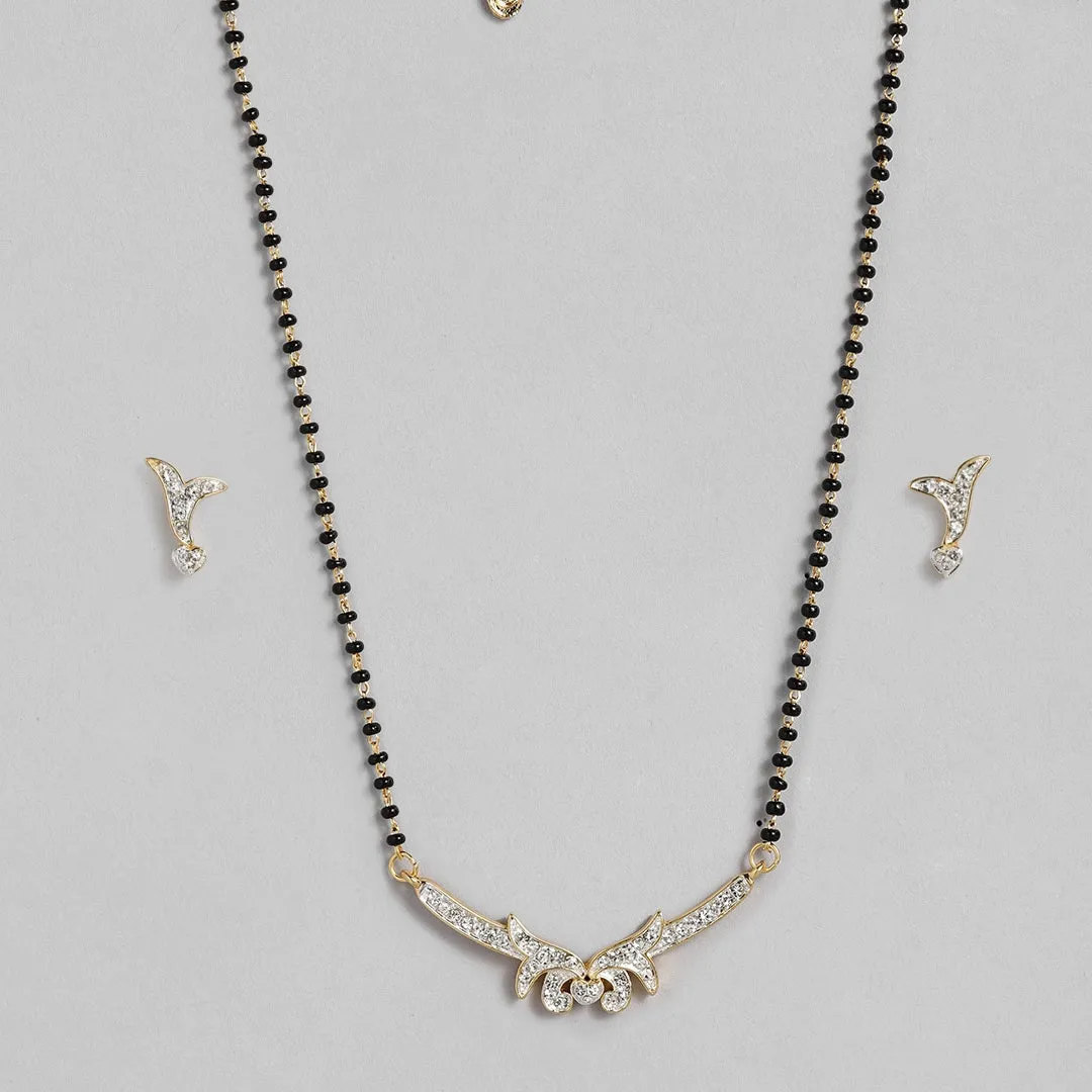 Estele Gold & Rhodium Plated Shimmering Mangalsutra Necklace Set for Women