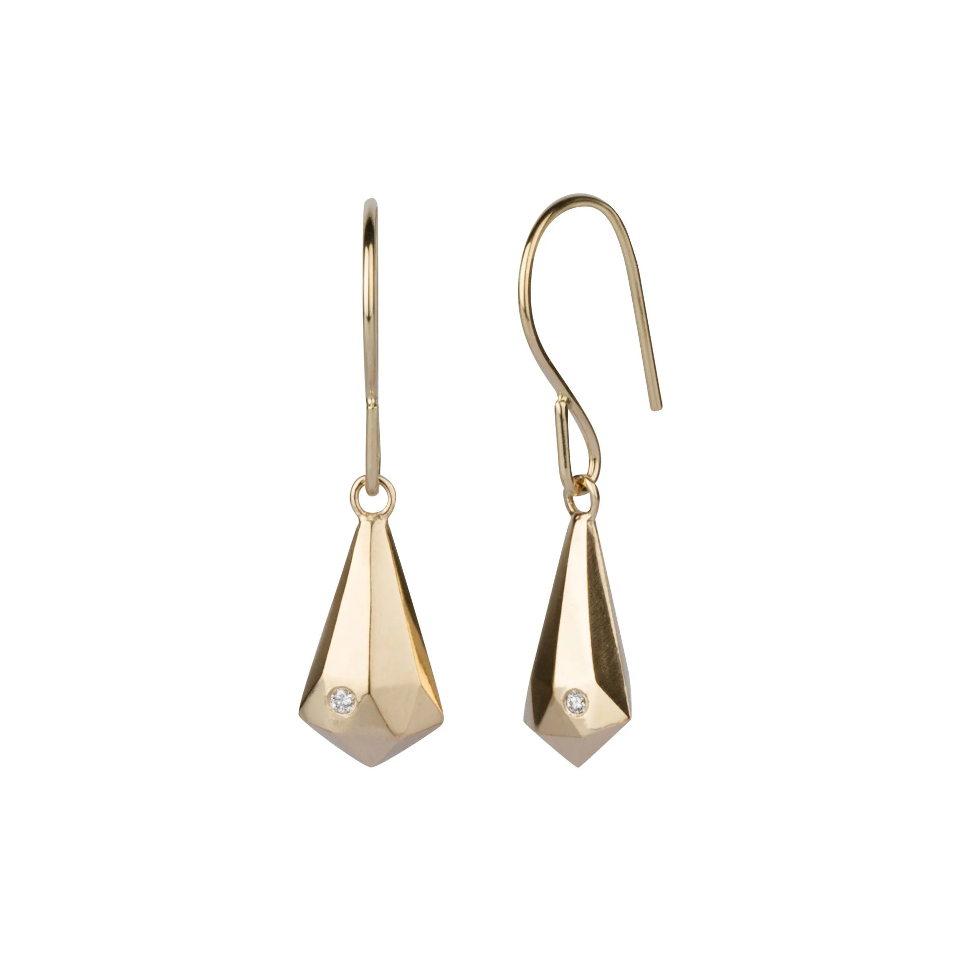 Gold and Diamond Crystal Fragment Earrings