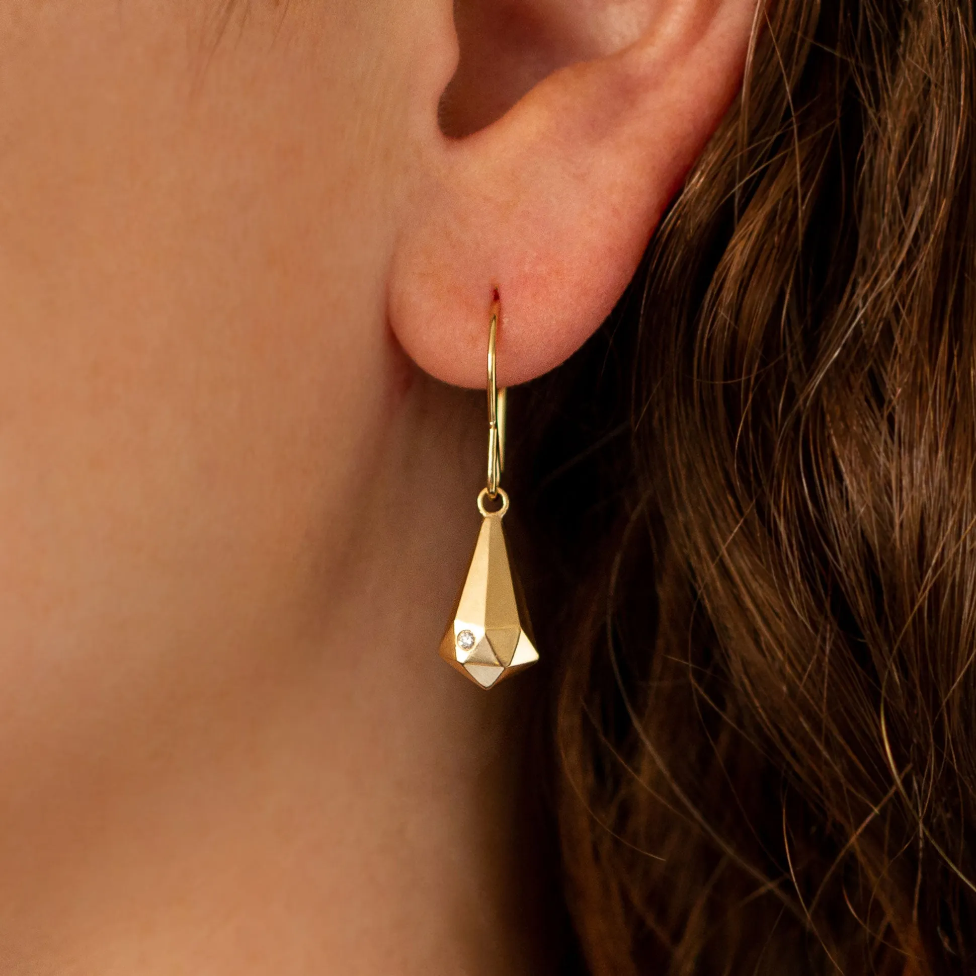 Gold and Diamond Crystal Fragment Earrings