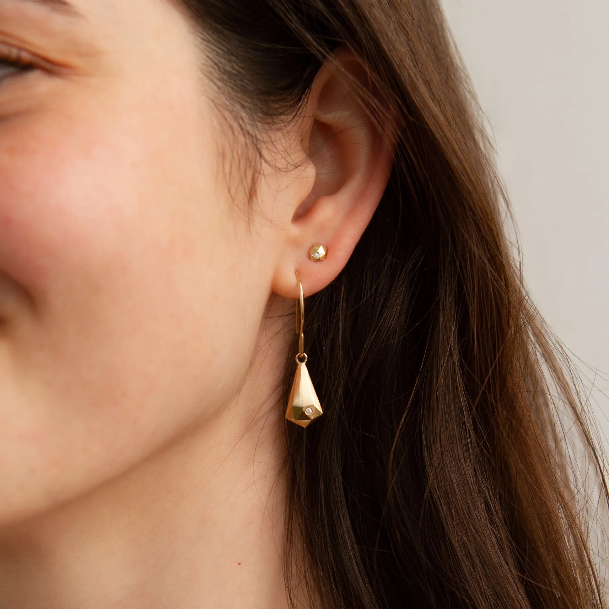 Gold and Diamond Crystal Fragment Earrings