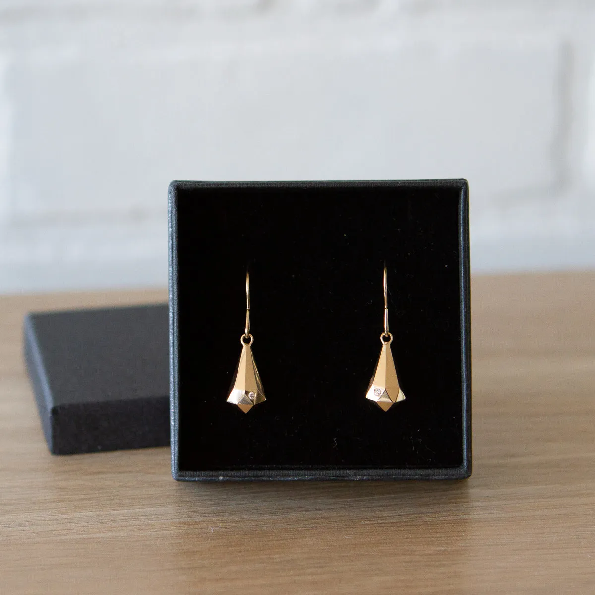 Gold and Diamond Crystal Fragment Earrings