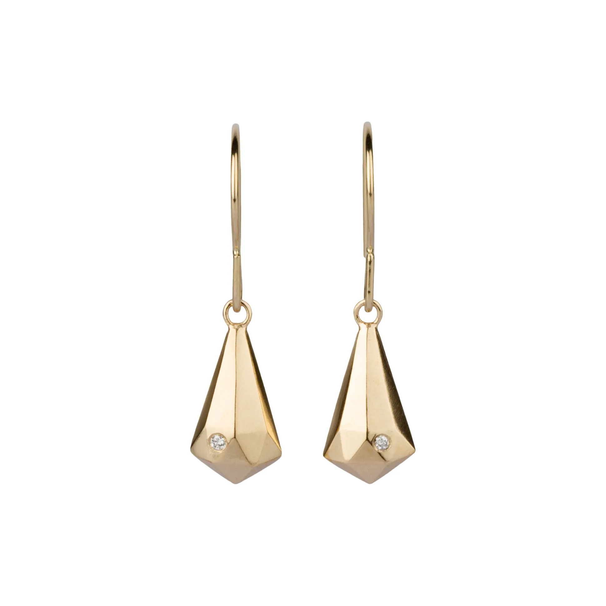 Gold and Diamond Crystal Fragment Earrings