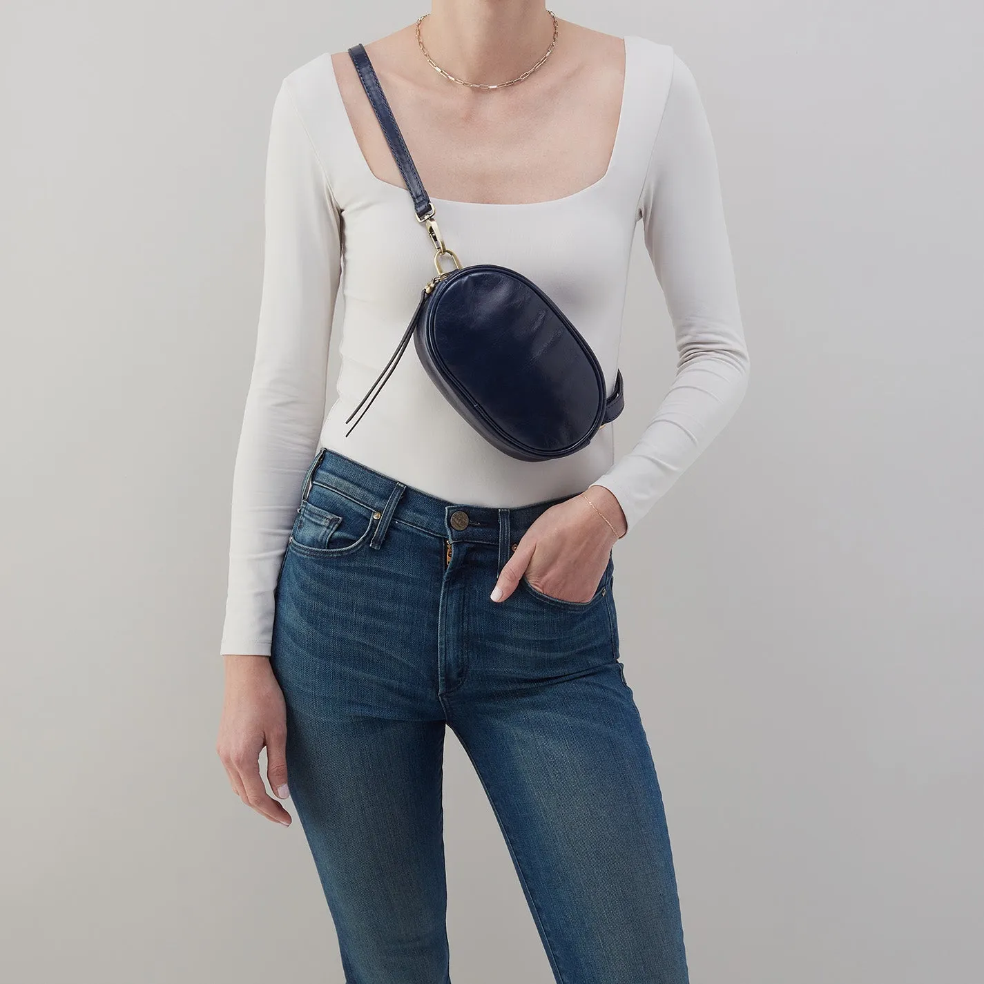 Kerry Belt Bag in Polished Leather - Nightshade
