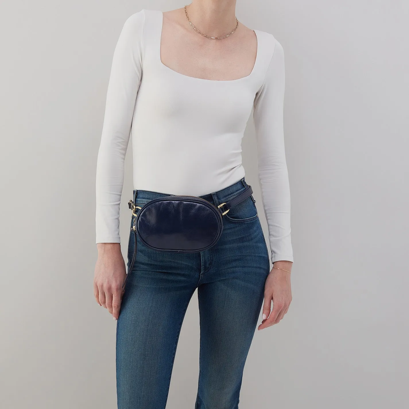 Kerry Belt Bag in Polished Leather - Nightshade