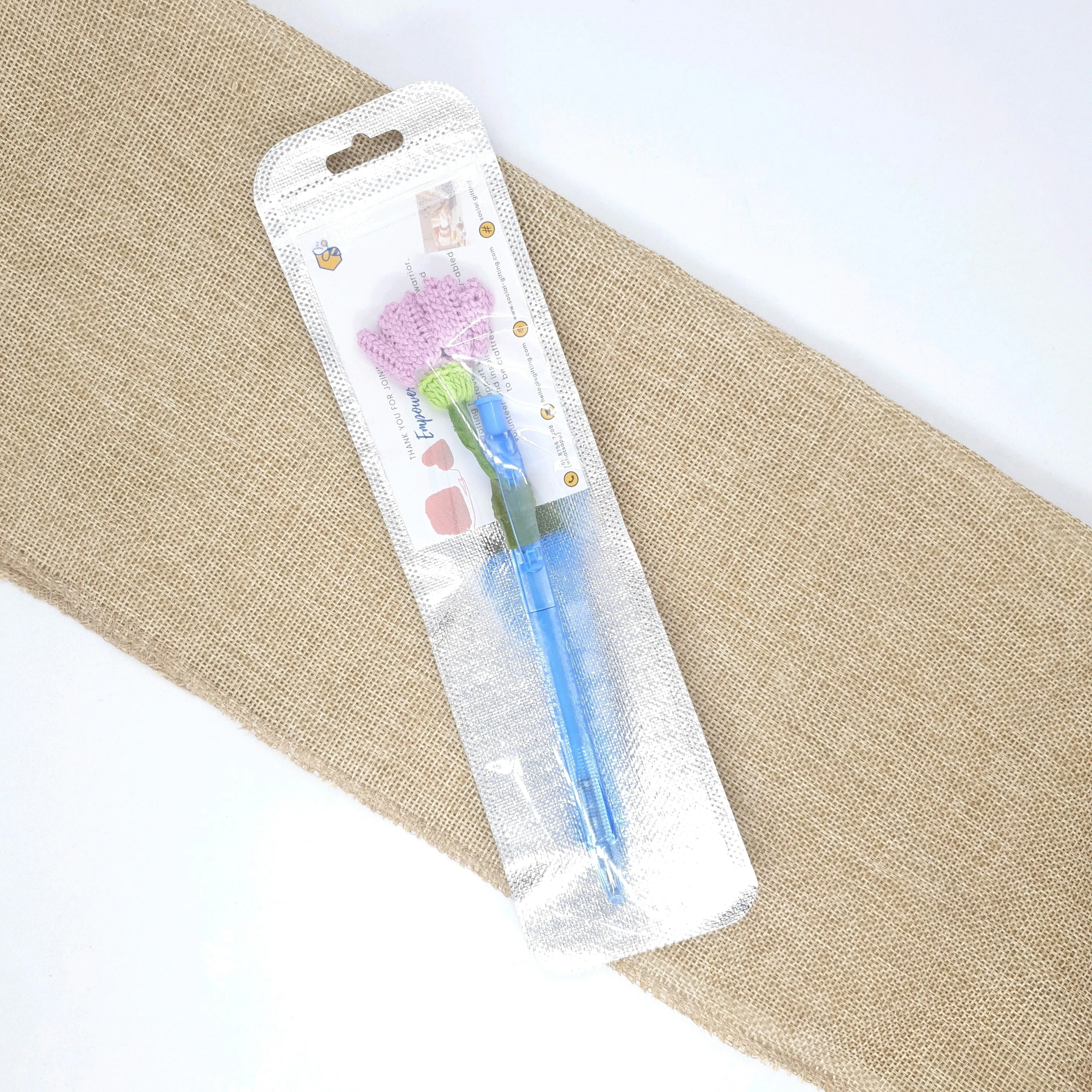 Mini Crocheted Flower with Pen