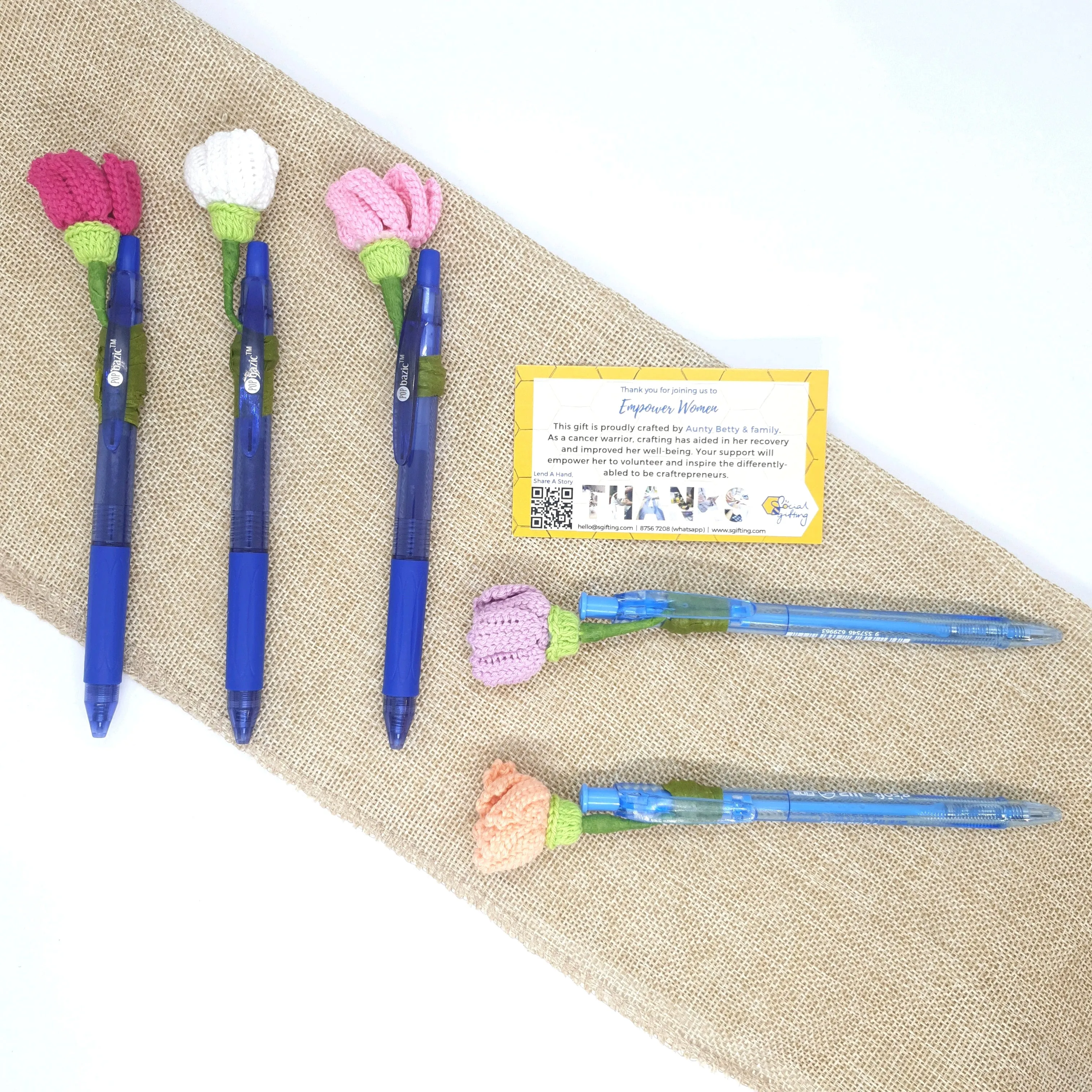 Mini Crocheted Flower with Pen