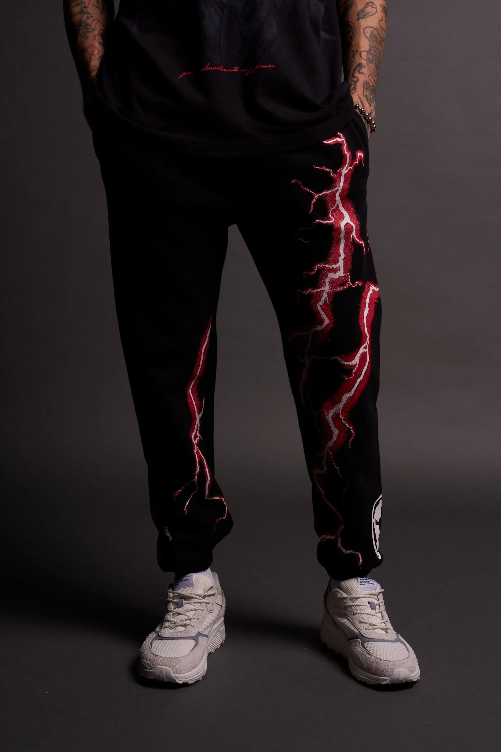 Ride The Lightning Post Lounge Sweats in Black