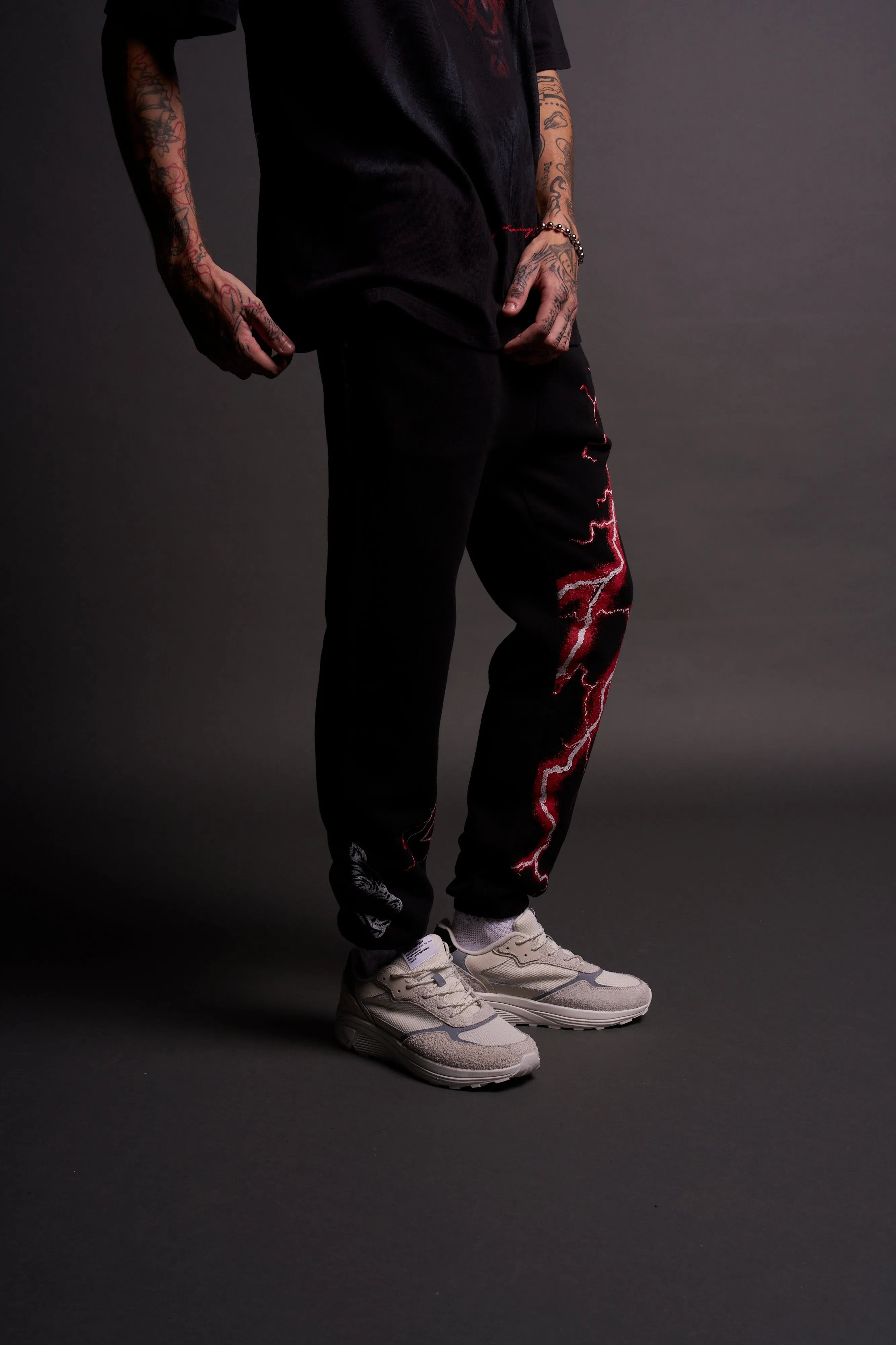 Ride The Lightning Post Lounge Sweats in Black