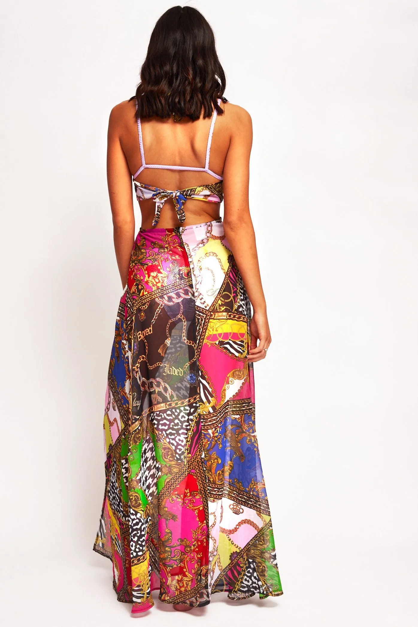 Scarf Clash Print Maxi Beach Dress