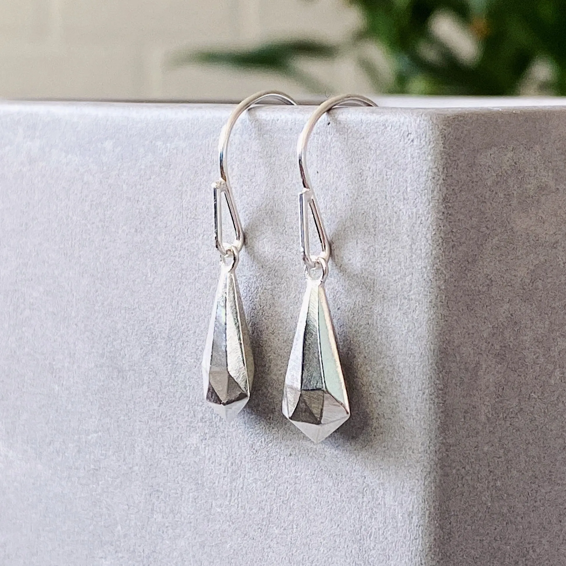 Silver Crystal Fragment Earrings