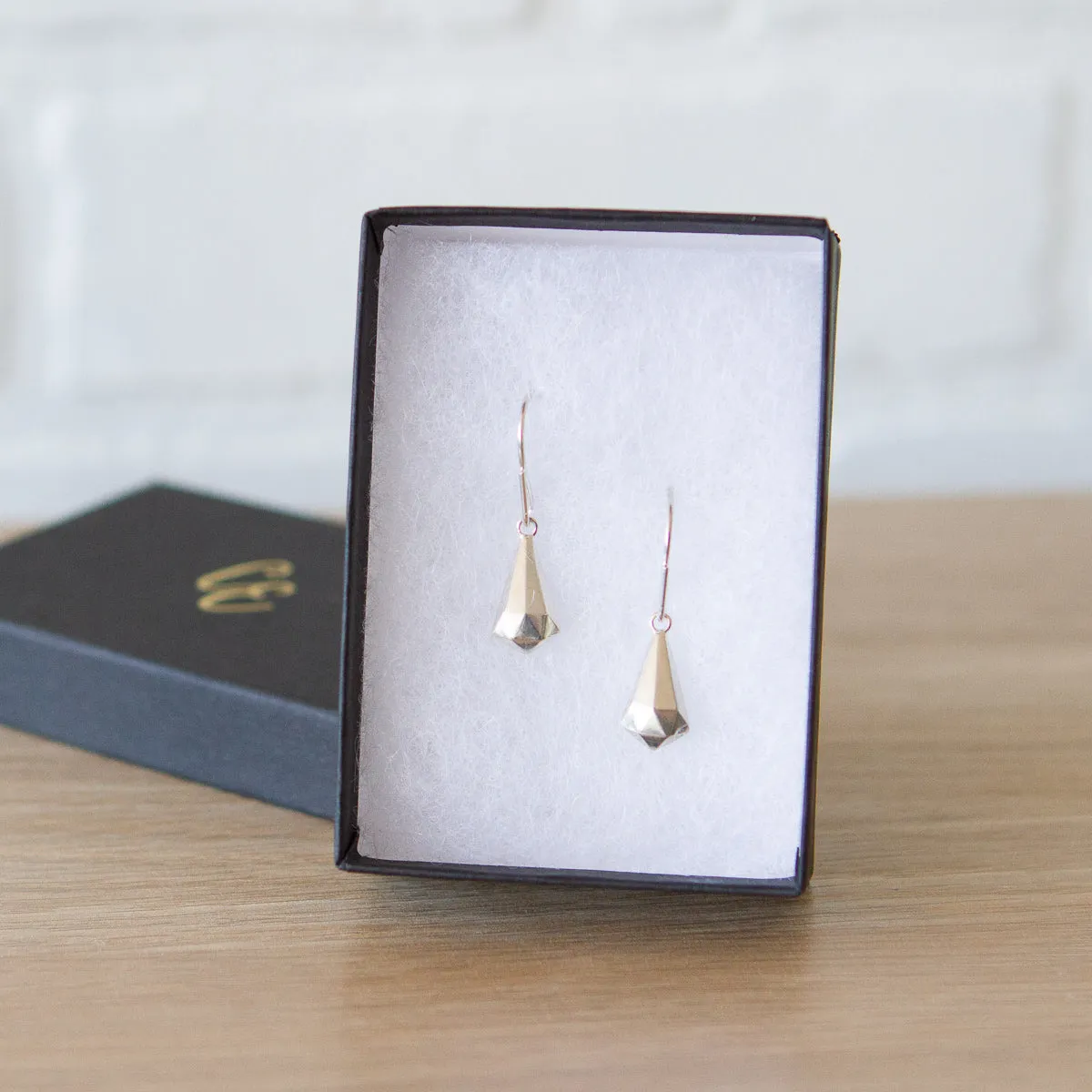 Silver Crystal Fragment Earrings
