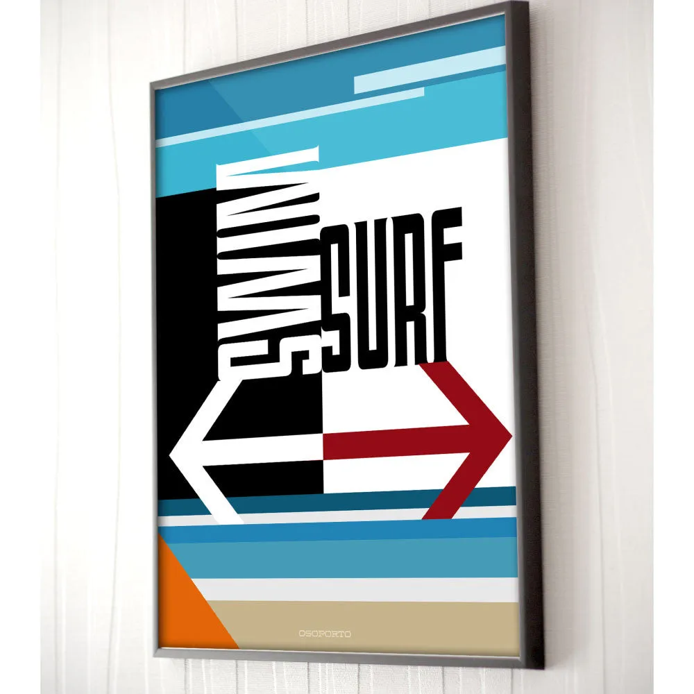 Swim or Surf art poster