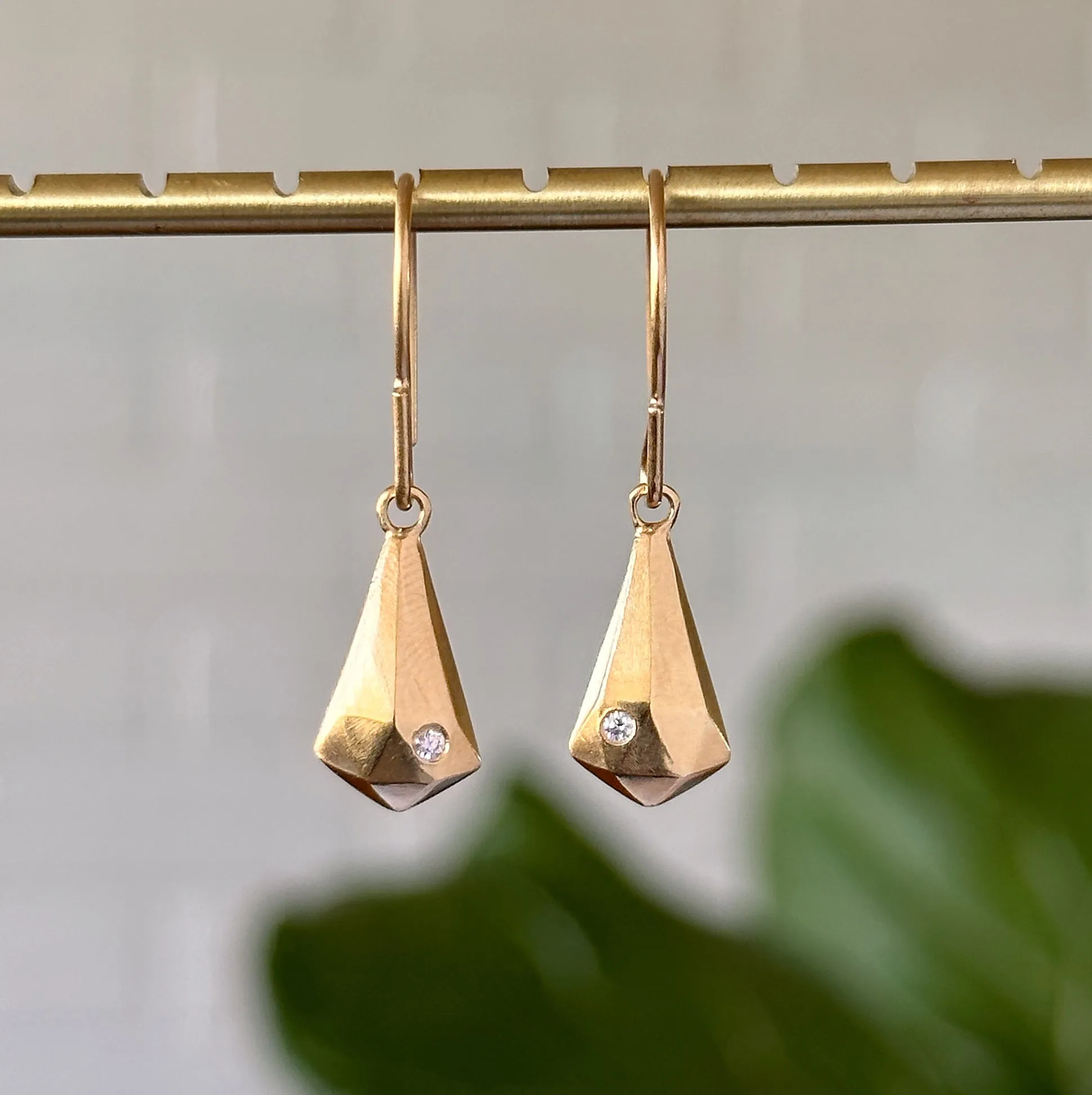 Vermeil and Diamond Crystal Fragment Earrings