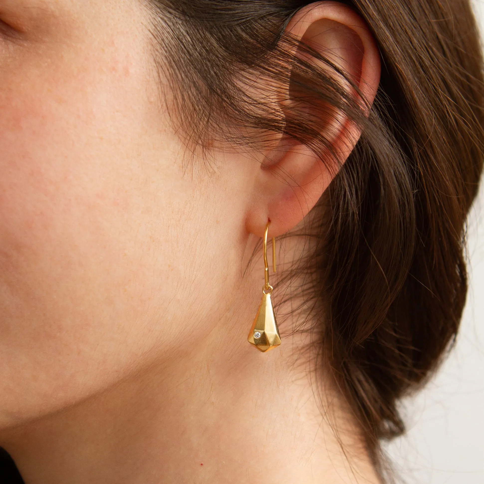 Vermeil and Diamond Crystal Fragment Earrings