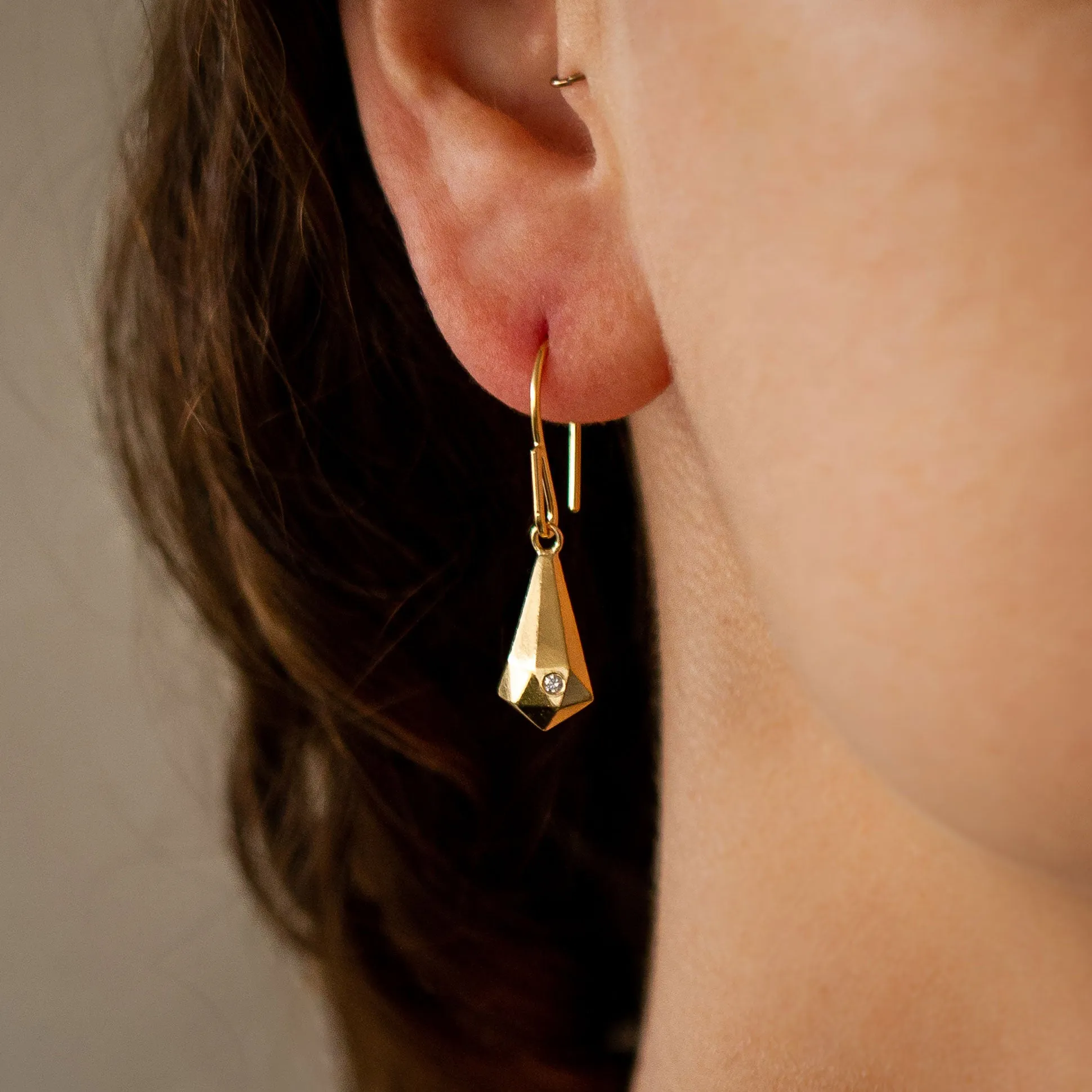 Vermeil and Diamond Crystal Fragment Earrings