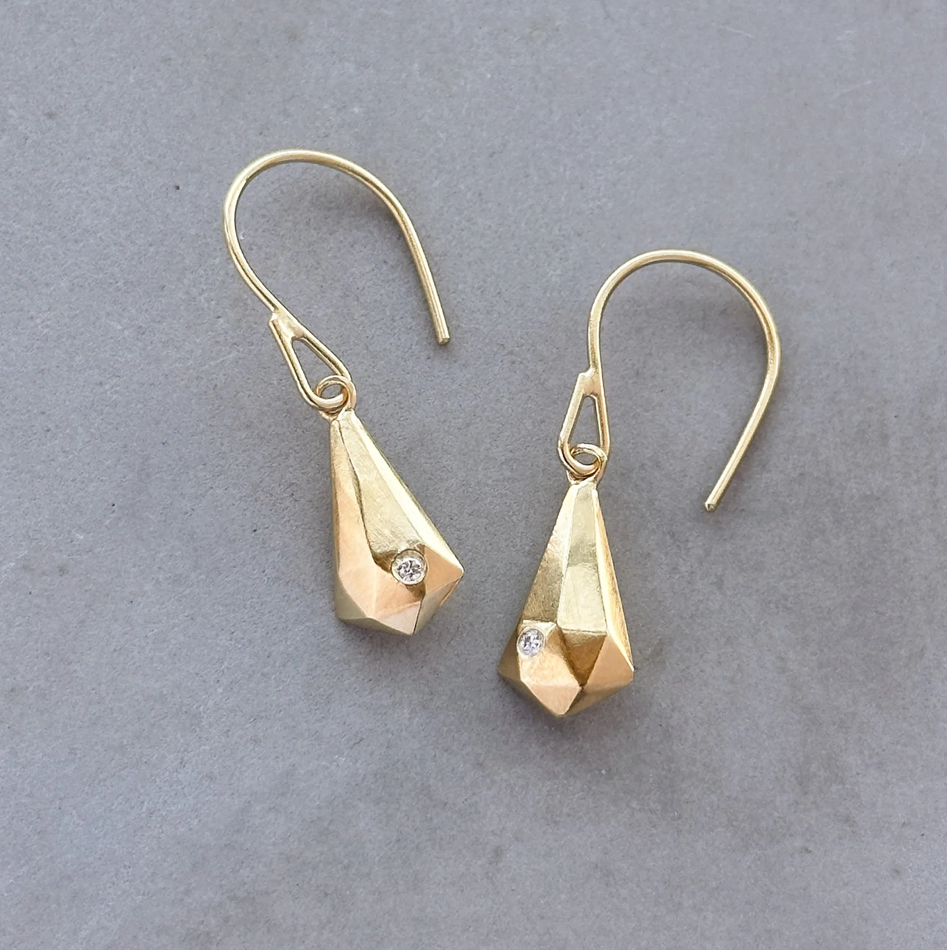 Vermeil and Diamond Crystal Fragment Earrings